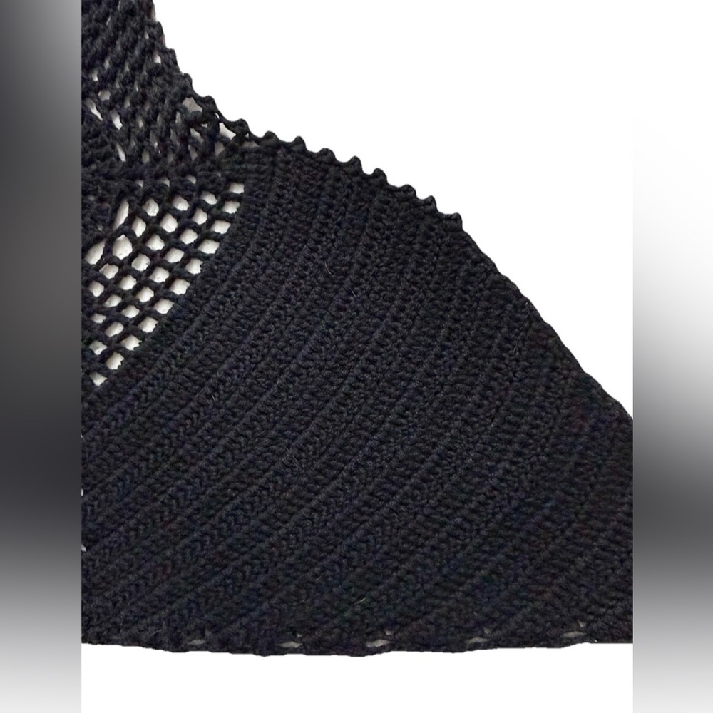 Black Crochet Halter Bralette Top XS Boho Festival Swim Cover Up - Picture 4 of 6